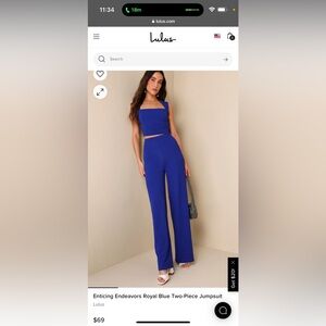 Lulus enticing endeavors royal blue 2 piece jump suit